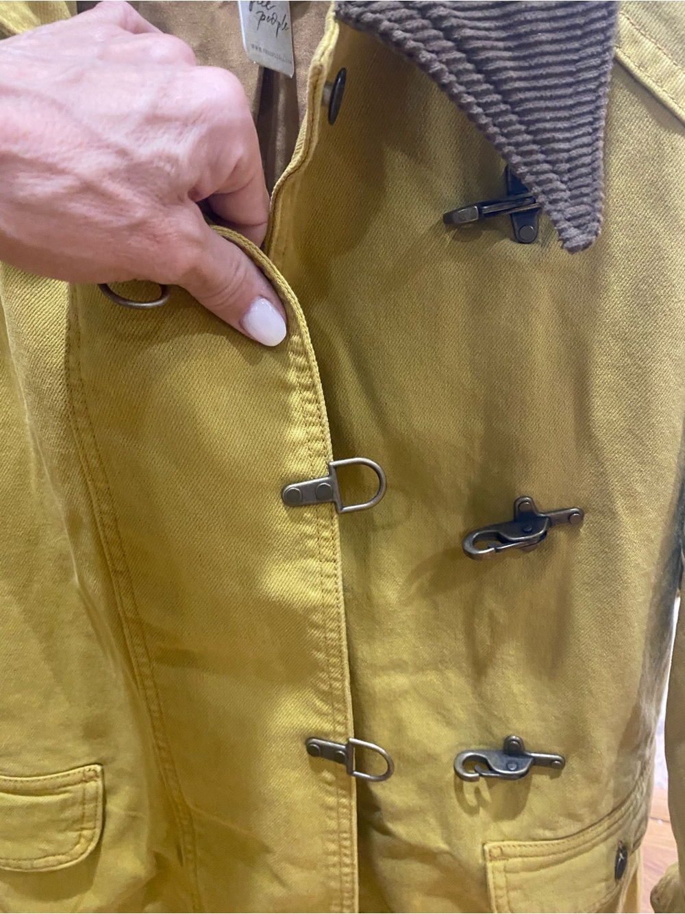 We The Free Yellow barn Jacket with Brown Corduroy Collar - Picture 5 of 6